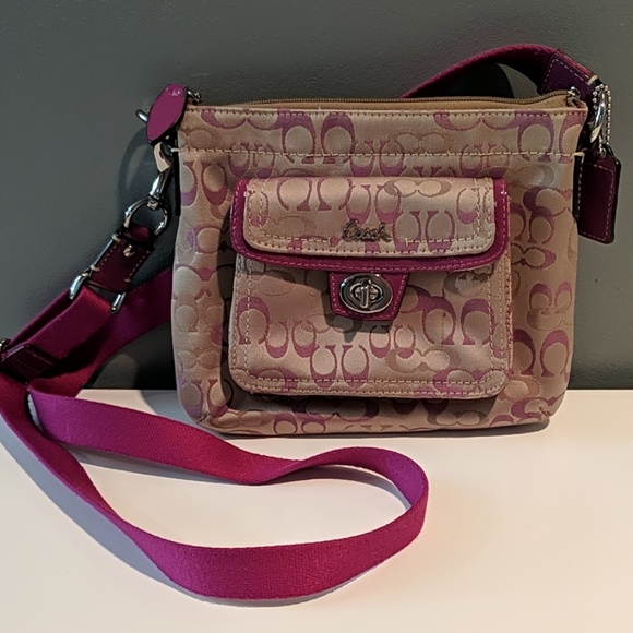 Coach Handbags - Coach Purple Tan Signature Print Crossbody